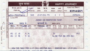 インド・列車のチケット